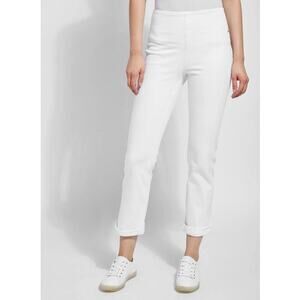 Lysse White Boyfriend Denim Legging Jeans Small Pull On Stretch Straight Leg